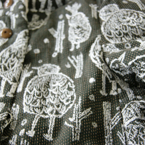 ミナペルホネン　チェック柄刺繍ドット　ハーフコート 38 定価10.1万】ミナペルホネン mina perhonen quartetノーカラー